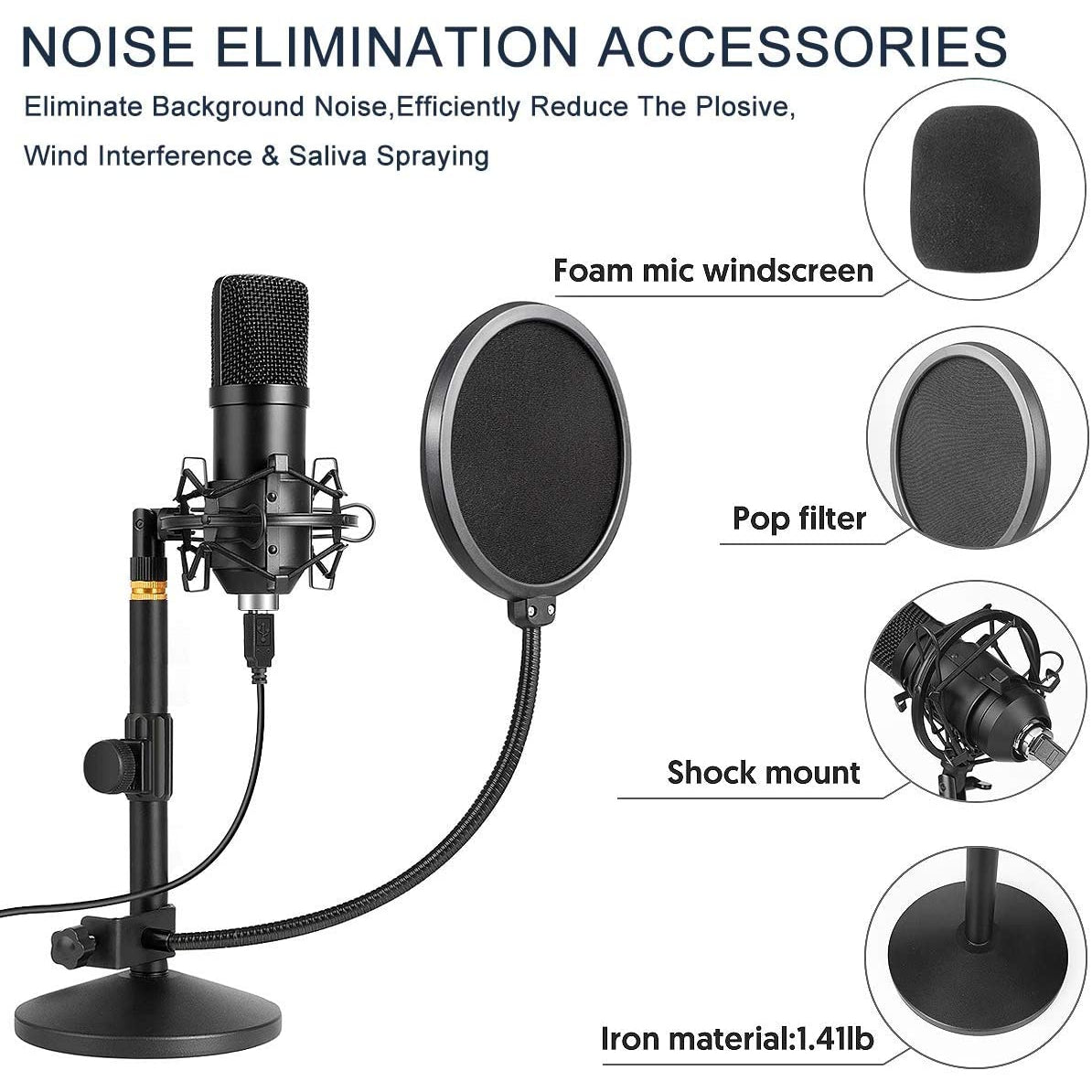 Mayoga USB Microphone 192kHz/24bit Condenser Cardioid Mic Kit
