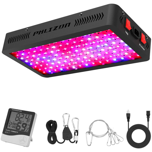 Phlizon 1200W LED Plant Grow Light,with Thermometer Humidity Monitor