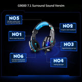 Kotion Each G9000 Gaming Headset with Mic and LED - Black/Red