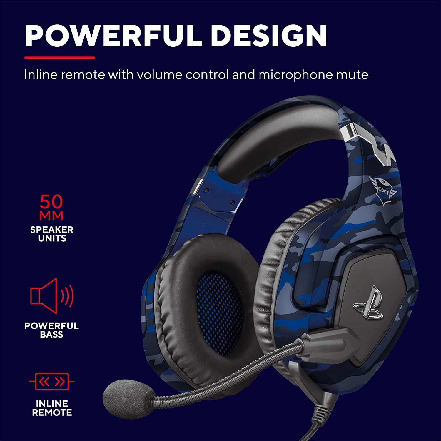 Trust Gaming GXT 488 Forze-G Gaming Headset, Blue Camo