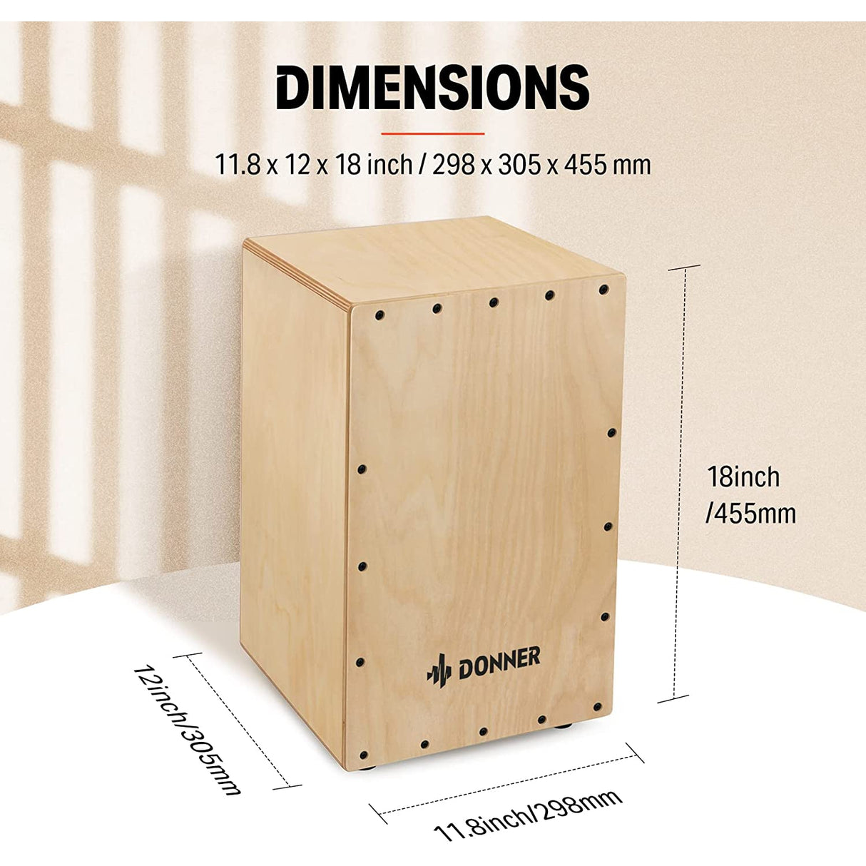 Donner DCD-1 Cajon Drum Box Full Size Wooden Cajon Drum Kit Birch Wood