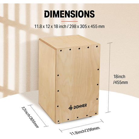 Donner DCD-1 Cajon Drum Box Full Size Wooden Cajon Drum Kit Birch Wood