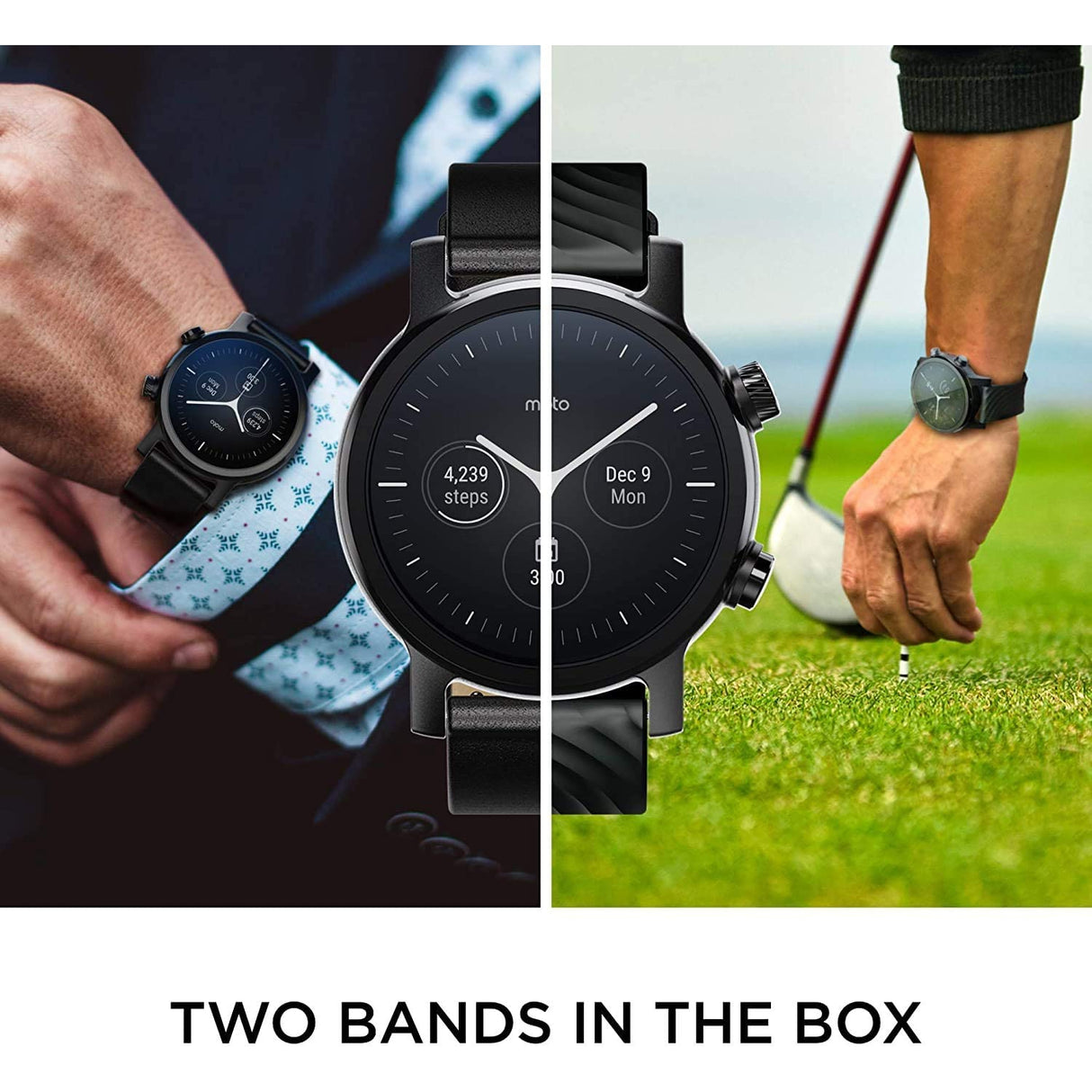 Motorola Moto 360 3rd Gen Smartwatch - Stainless Steel Case With 20mm Bands, All-day Battery, & WearOs, One Size, M360FS19-PB