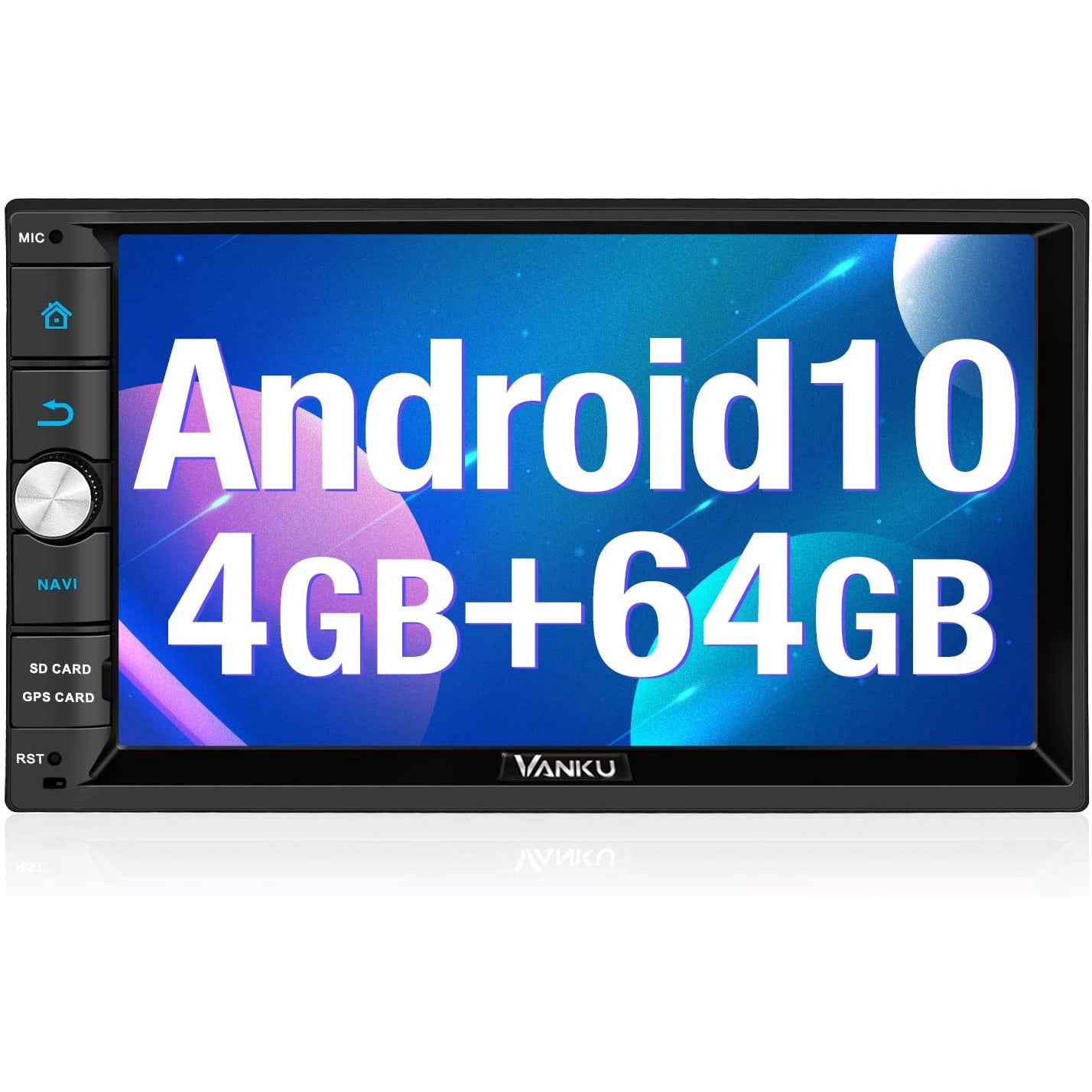 Vanku Android 10 Double Din Car Stereo, 4GB + 64 GB with Bluetooth 5.0 & 7" Touch Screen