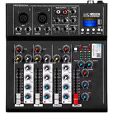 Depusheng HT4 Bluetooth Compatible Professional Portable Digital 4 Channel Mixer Audio Interface, Black