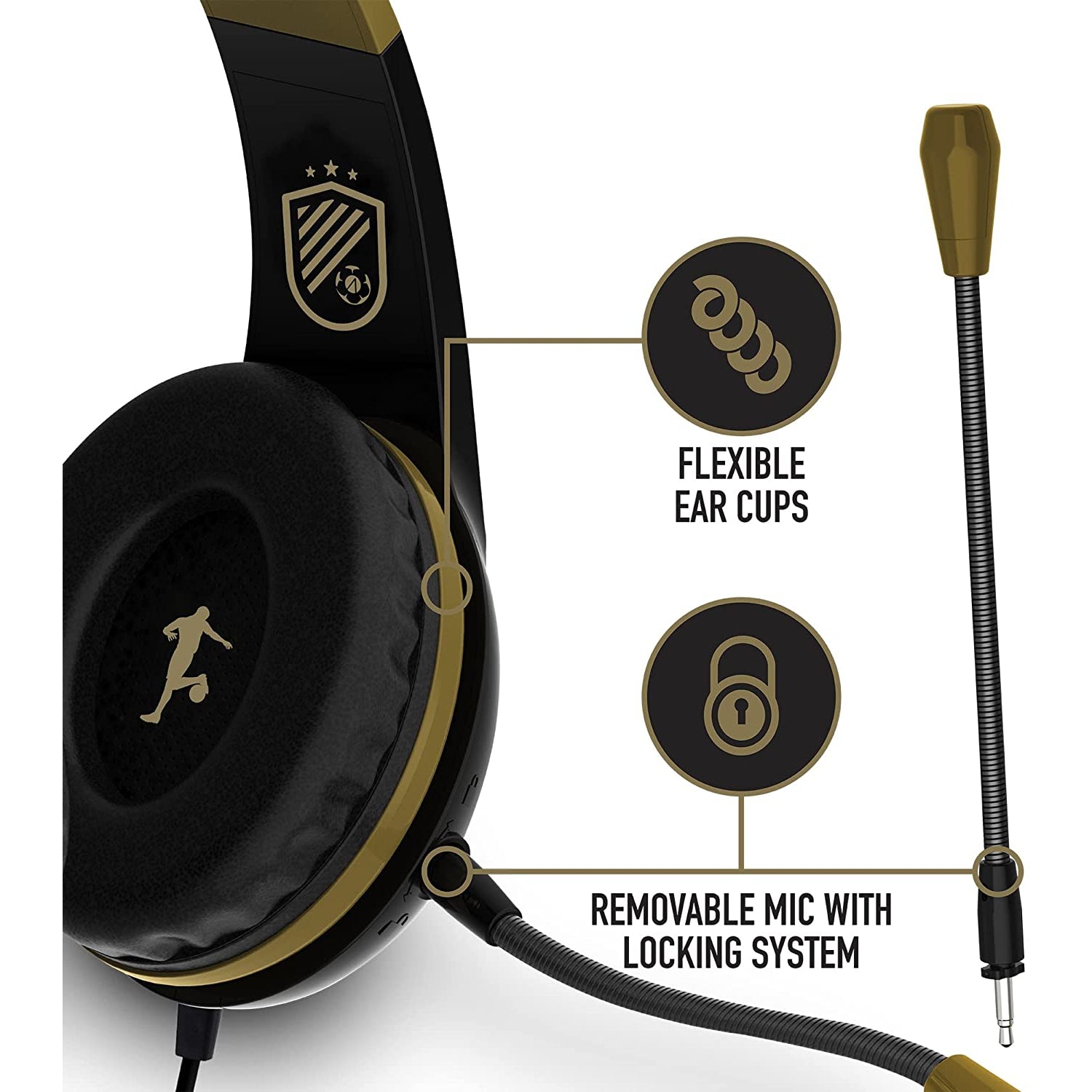 Stealth Gold Edition Gaming Over-Ear Headset with Stand and Flexible Microphone