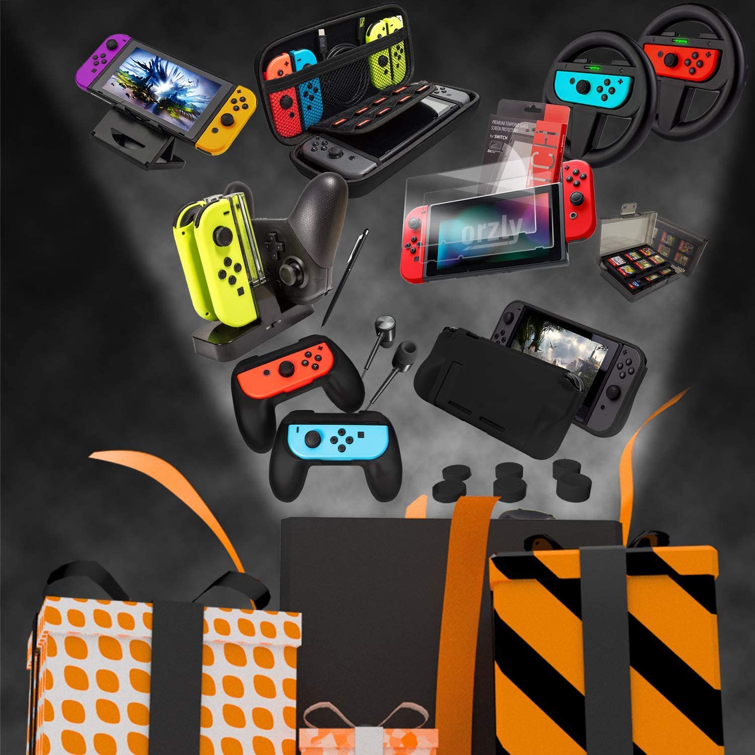 Orzly Accessories Bundle Compatible with Nintendo Switch