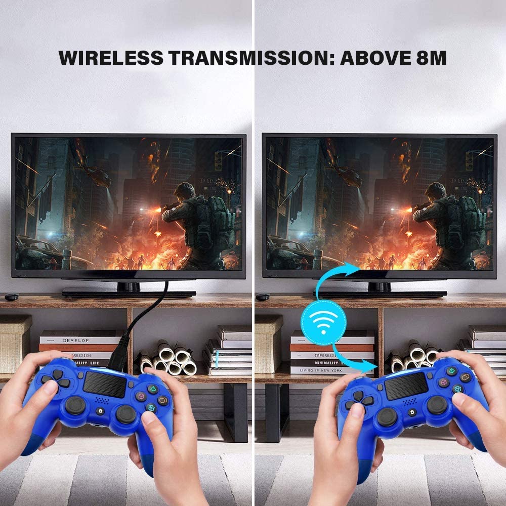 BestOff PS4 Controller, Pro Blue Wireless Controller