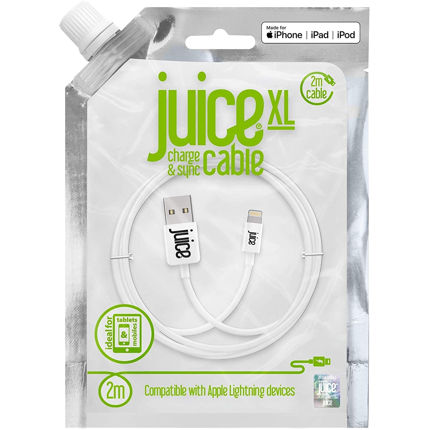 Juice Charge & Sync Lightning Cable - White