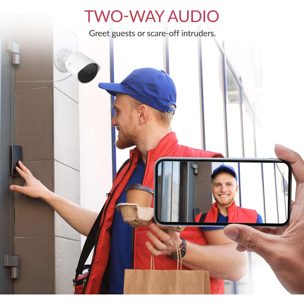 YI Outdoor Camera 1080p, Security Camera IP65 Waterproof, IP Camera With Wifi - White