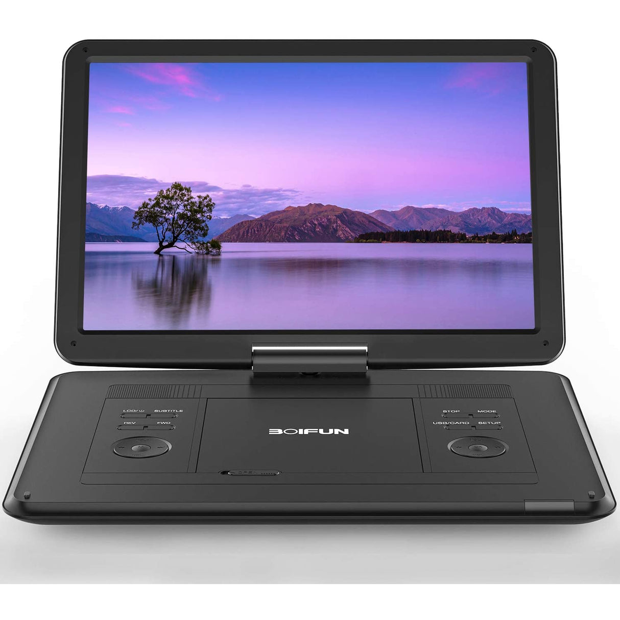 Boifun BFN-161 Portable DVD Player with 15.6" Large HD Screen, 6 Hours Rechargeable Battery, High Volume Speaker, Black