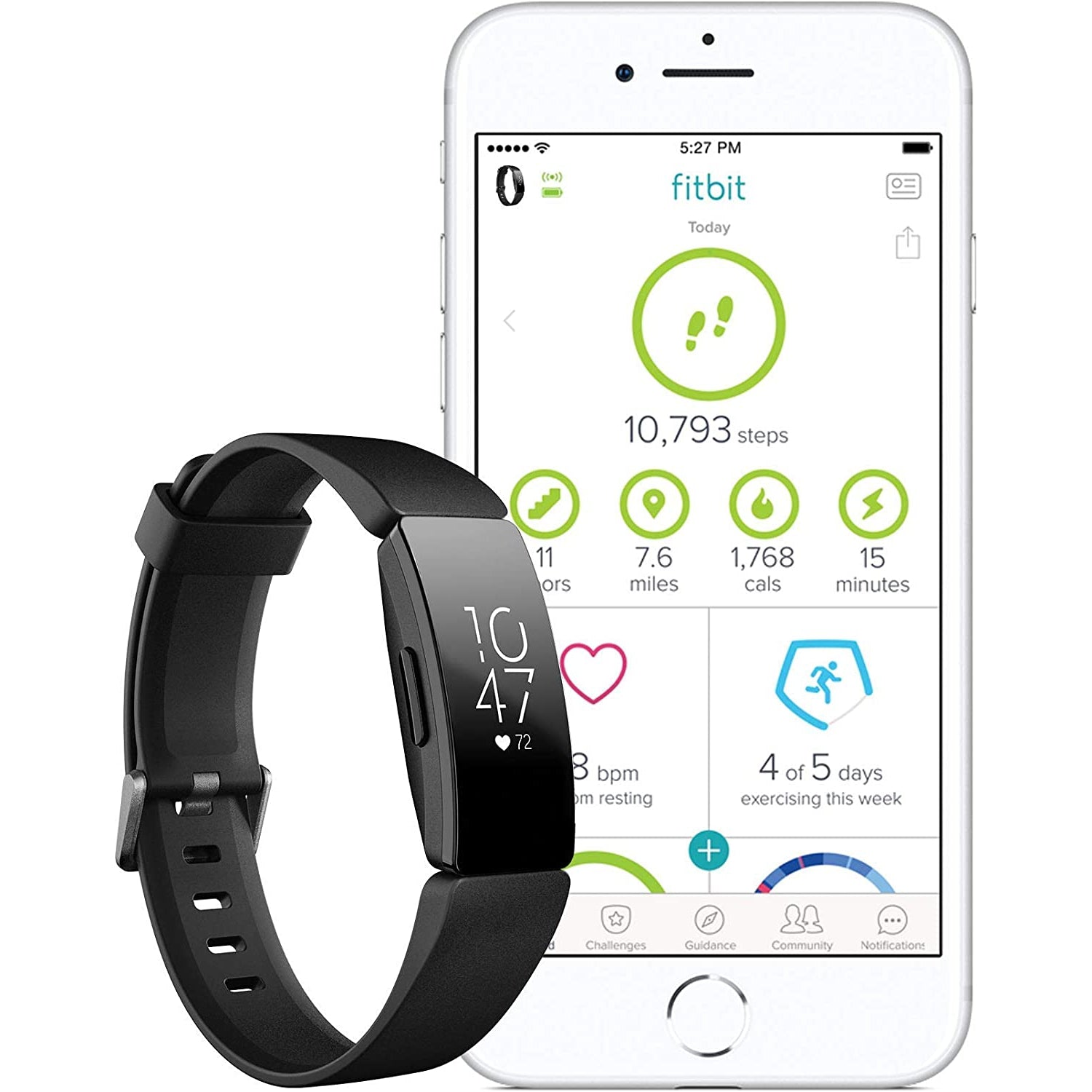 Fitbit Inspire HR Health & Fitness Tracker - Black - Refurbished Excellent