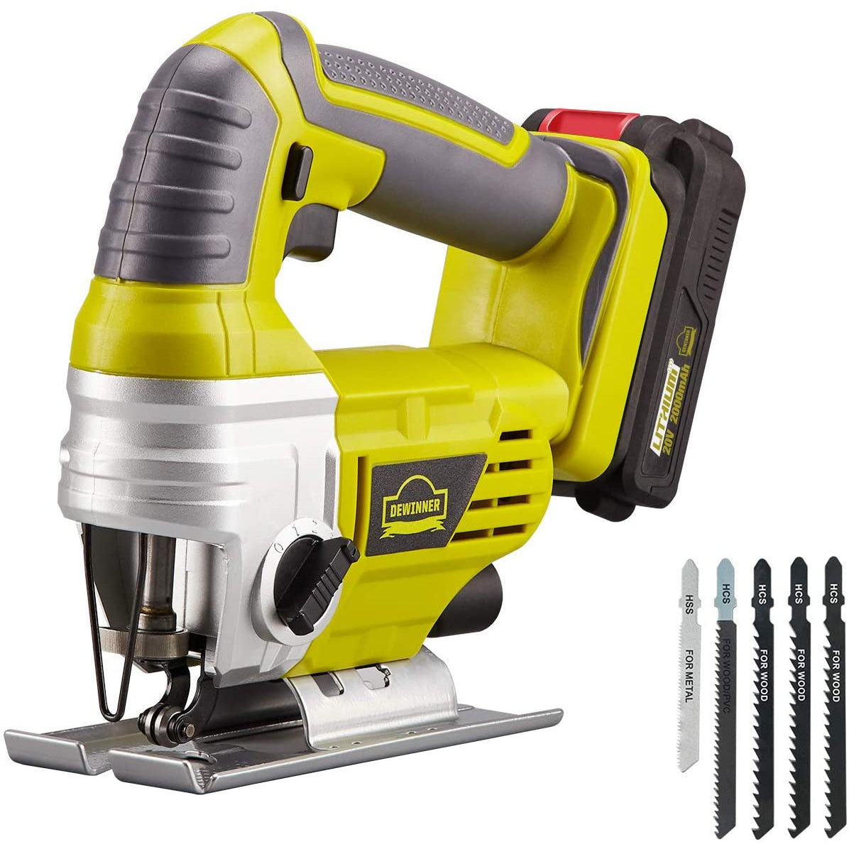 Dewinner Cordless Jigsaw Saw Tool with 2.0Ah Li-ion 20V MAX Battery