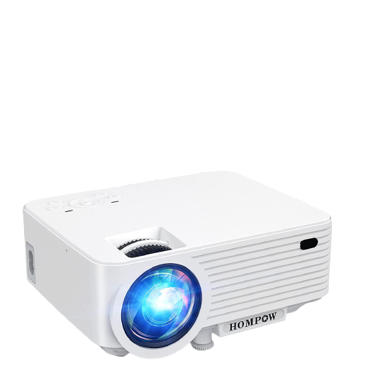 Hompow T25 Mini Projector, Portable Video Projector with 6000 Lux, 1080P Supported, 240" Display