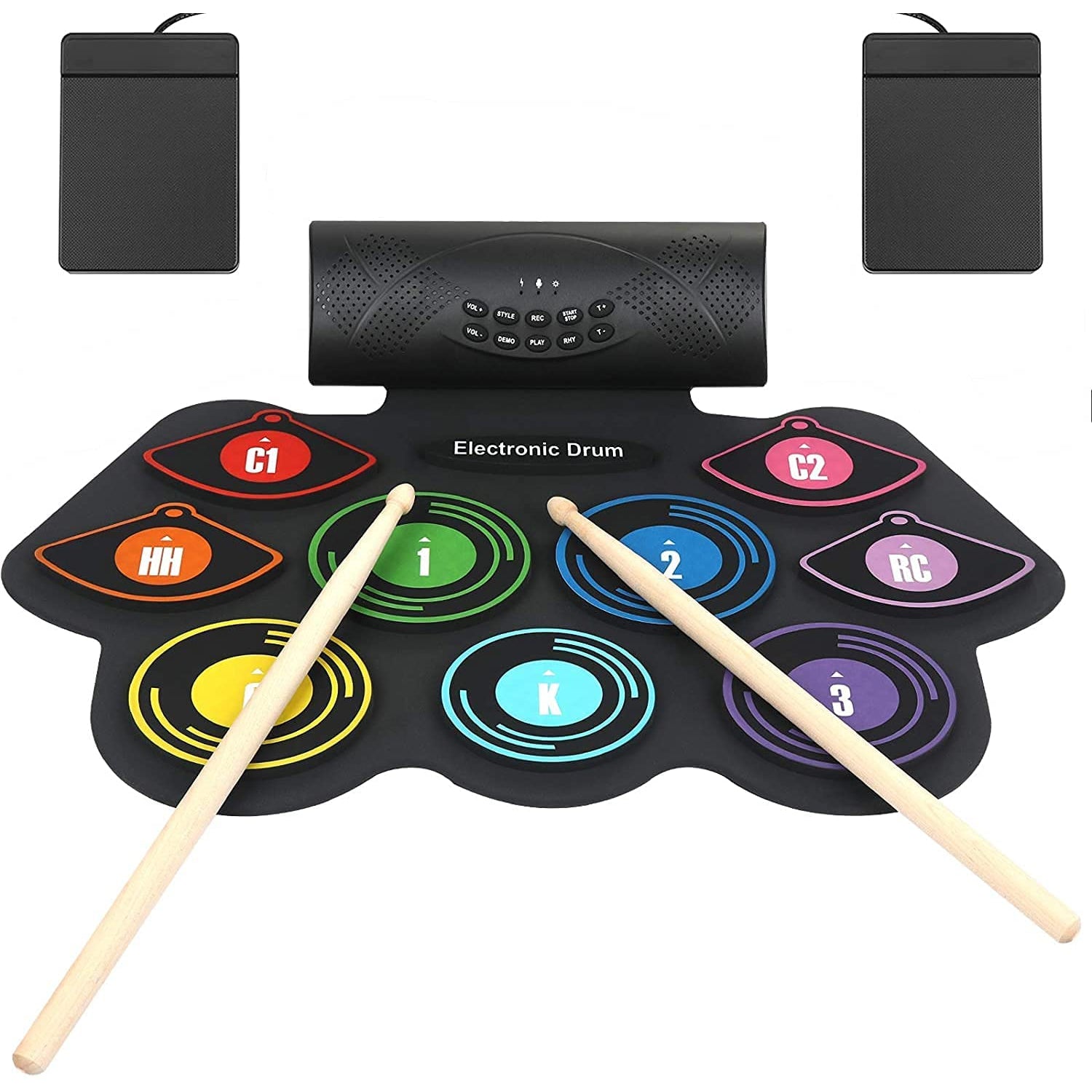 Anpro Portable E-Drum 9 Pads with Built-in Speakers