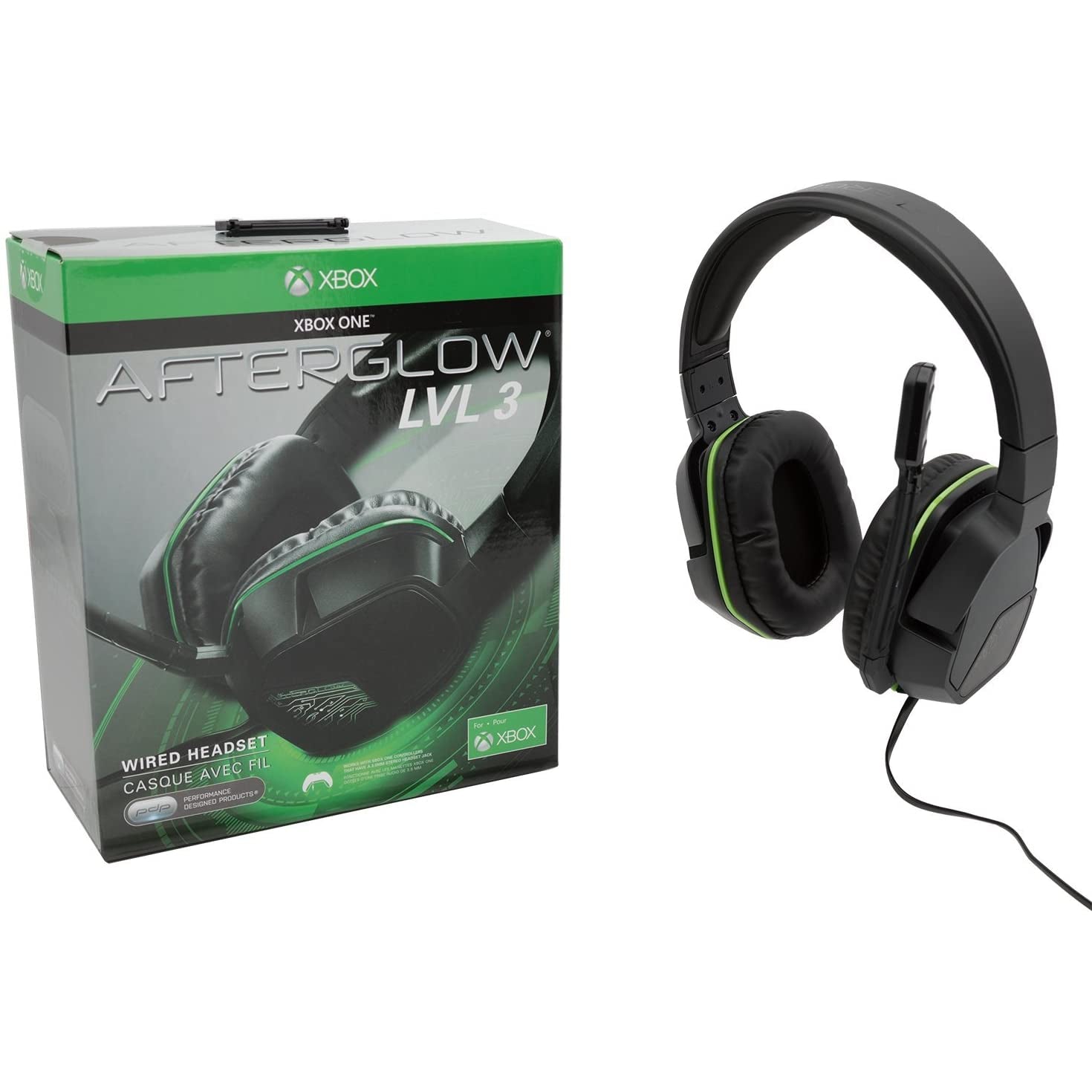 Afterglow LVL 3 Stereo Headset for Xbox One, Black and Green