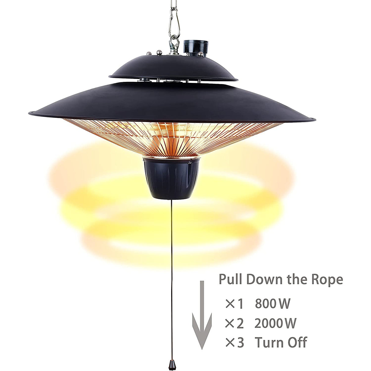 Electric Hanging Patio Heater 2000W Ceiling Mounted for Indoor or Outdoor Use