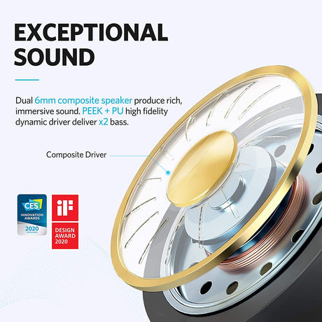 EarFun Air Noise Cancelling, Wireless Charging, Bluetooth 5.0 Earbuds, USB-C Quick Charge, Deep Bass, 35H Playtime, IPX7 Waterproof