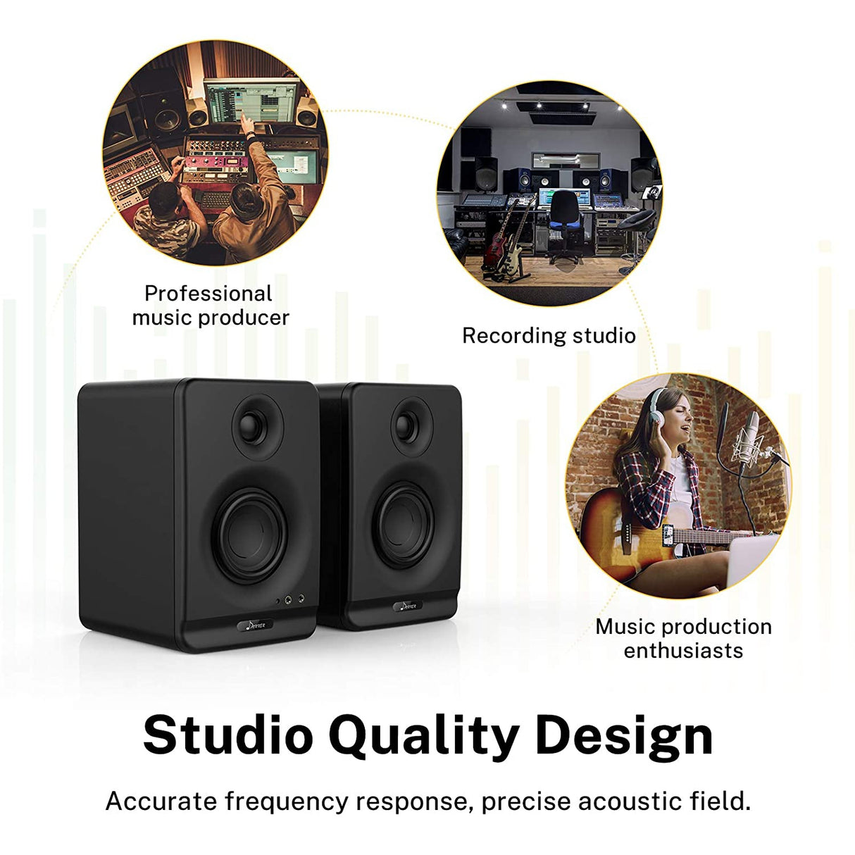 Donner DYNA 3 Studio Monitors 3" Active Monitor Speakers with Professional CSR Bluetooth 5.0 - Black