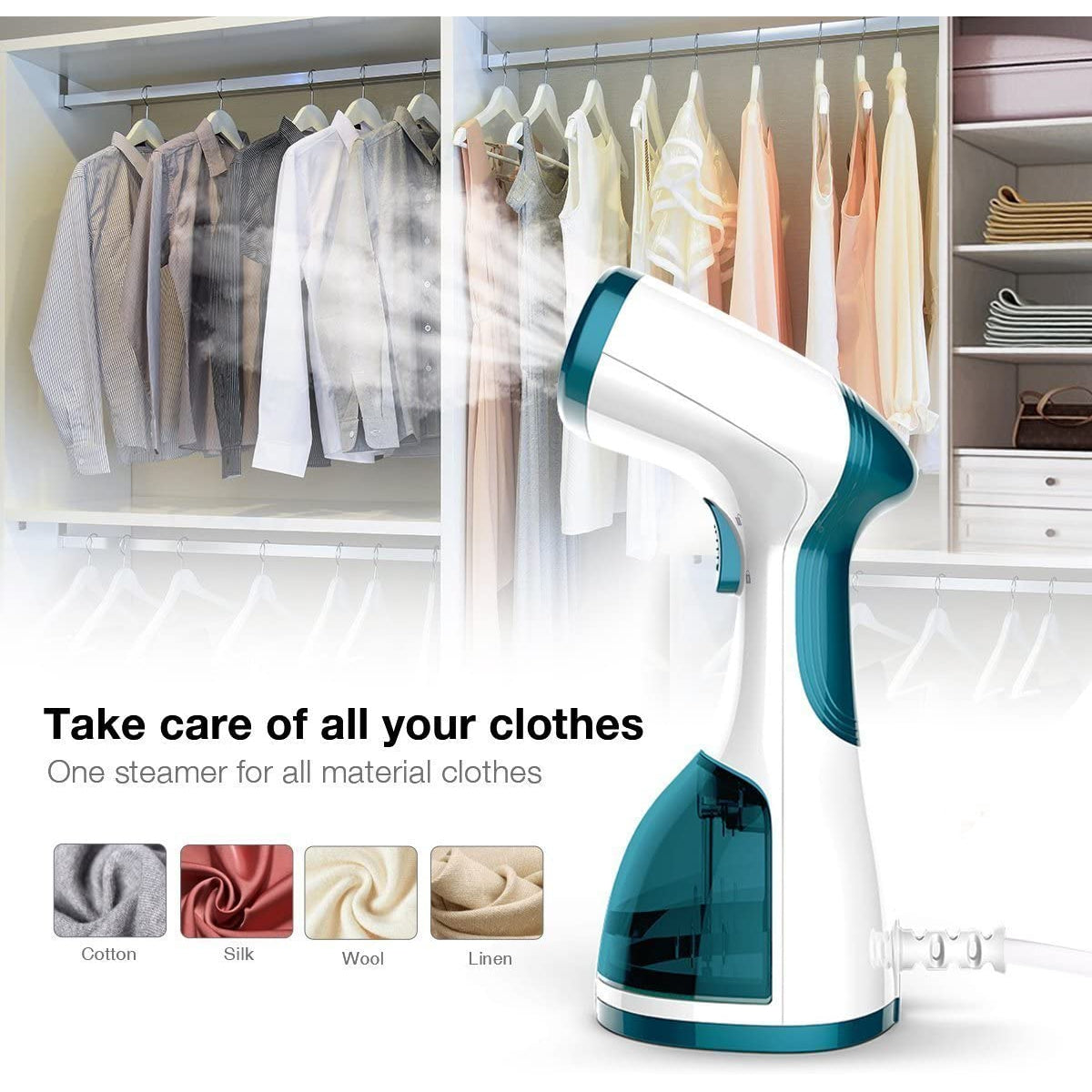 homeasy Clothes Steamer 5 in 1 Handheld Steam Iron - Green
