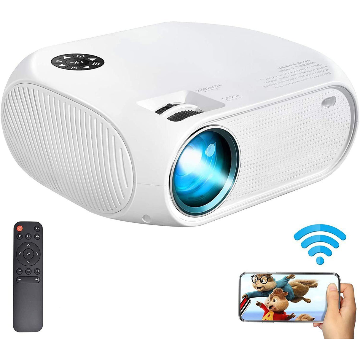 Weton E08 4200Lux Portable Mini Video 1080P HD Wireless WiFi Projector, White