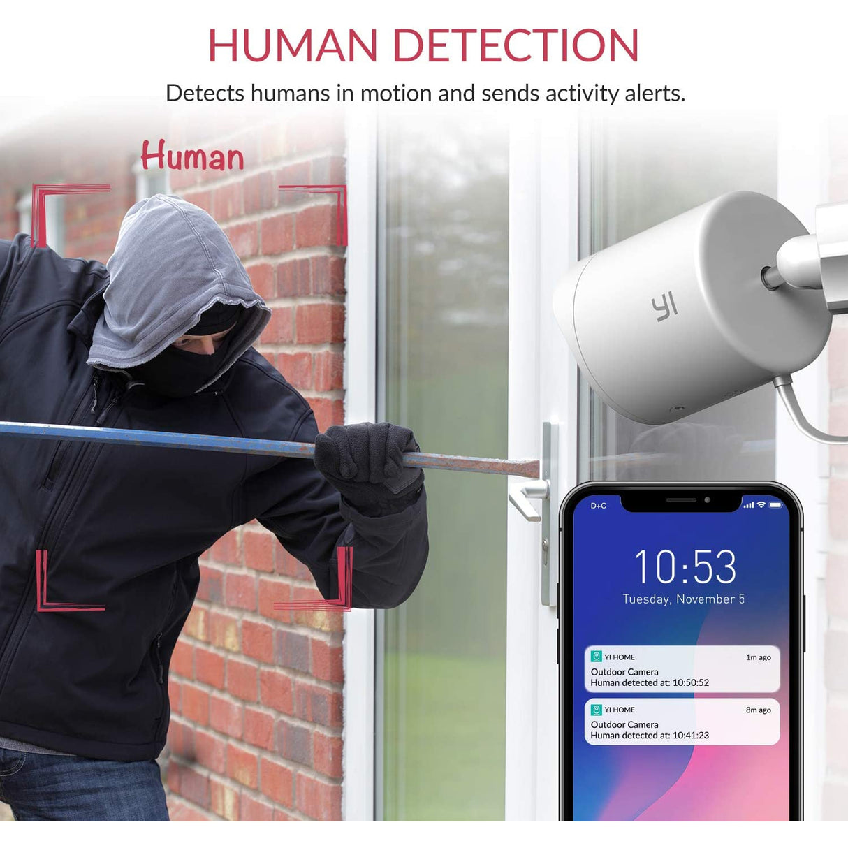 YI Outdoor Camera 1080p, Security Camera IP65 Waterproof, IP Camera With Wifi - White