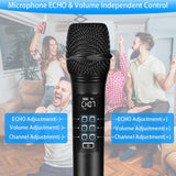 Kithouse Wireless Microphone Rechargeable Dual Microphones Karaoke Cordless Mic + Volume Control + Echo with Receiver