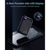 Eafu Portable Charger, Compact 10000mAh Dual 3A High Speed LED Display Power Bank, External Battery Pack with Flashlight