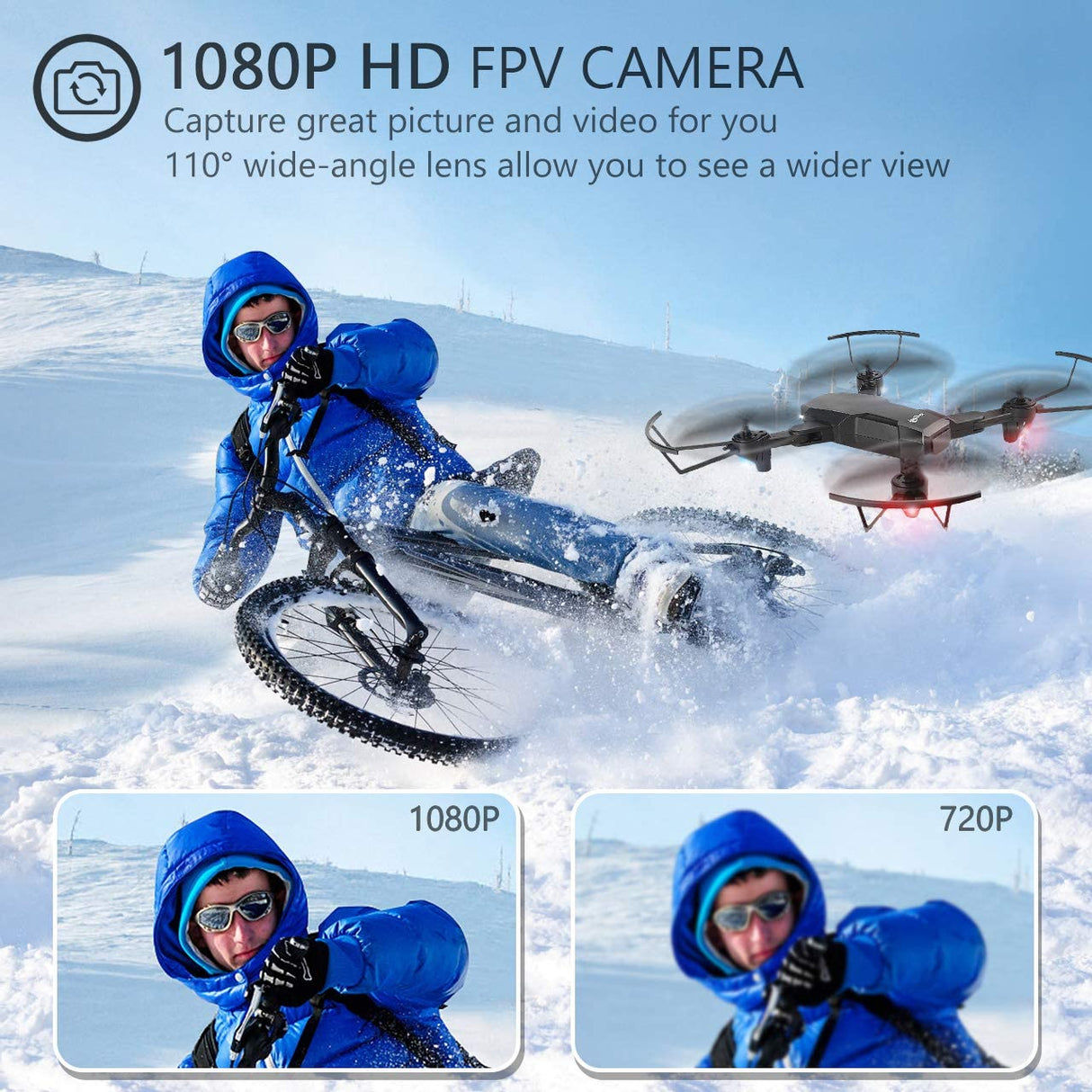 JoyGeek Drone with Camera for Adults Kids, 1080P HD Foldable 110° FPV RC Remote Control Quadcopter for Boys Beginners