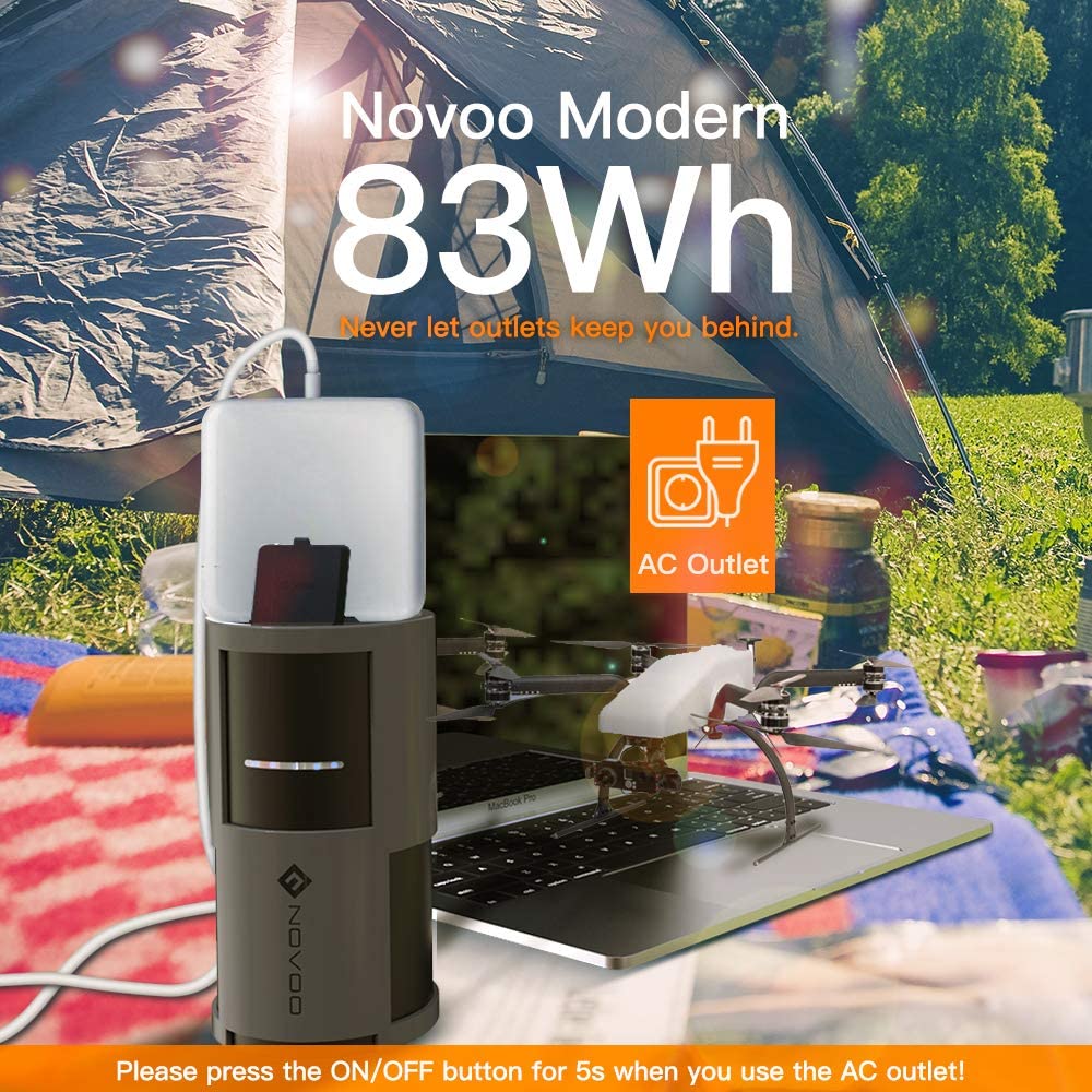 Novoo Power Bank with AC Outlet, 81W Portable Charger 22500mAh with USB C Port, USB 3.0 Quick Charge Port & UK Plug Port