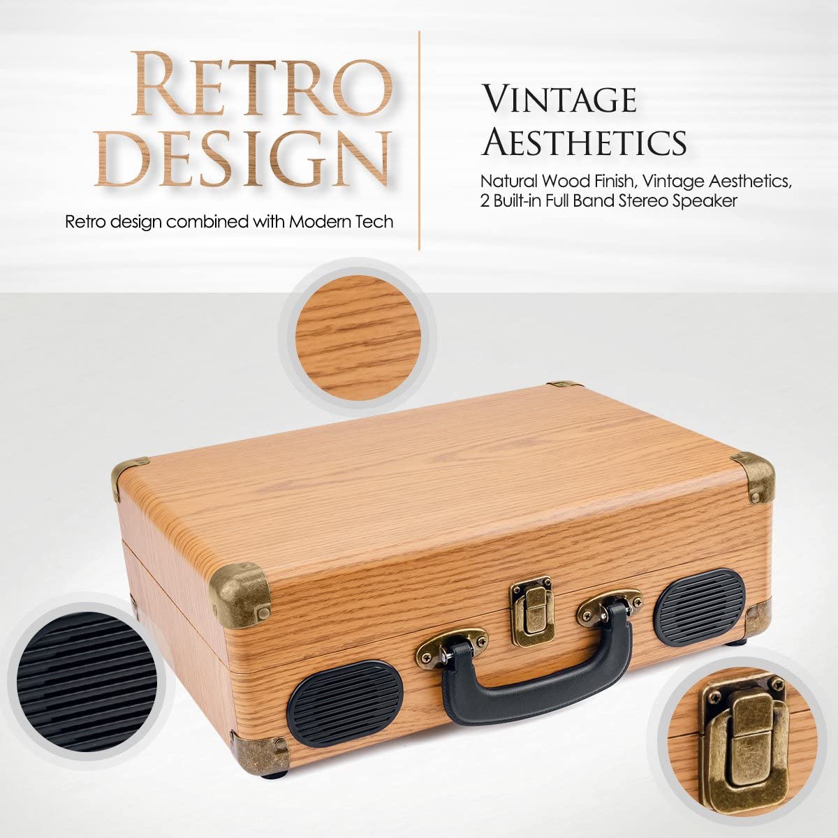 VIFLYKOO C5 Record Player Vinyl Turntable with 3-speed 33/45/78 RPM Bluetooth Vinyl LP Player