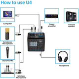 Depusheng U4 Audio Mixer 4-CHANNEL USB Audio Interface Audio Mixer