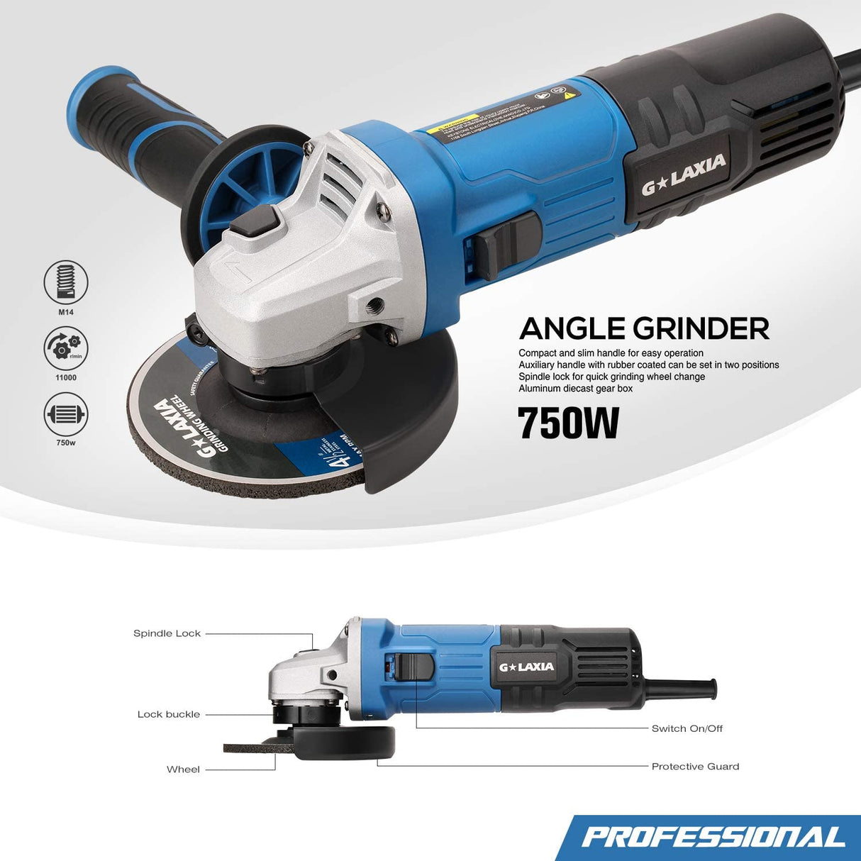G Laxia 750W Professional Angle Grinder