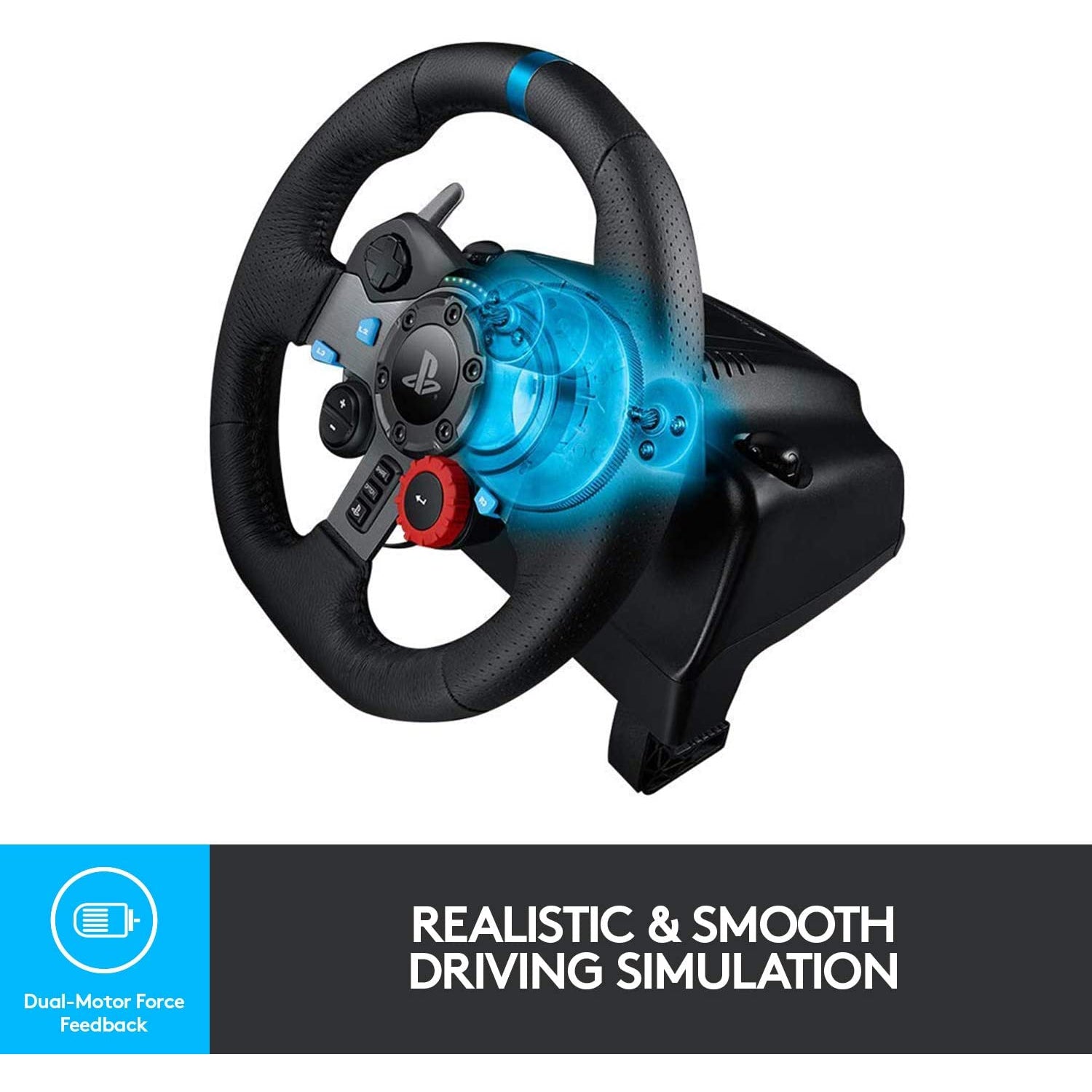 Logitech G29 Driving Force Racing Wheel and Floor Pedals for PlayStation and PC, Black