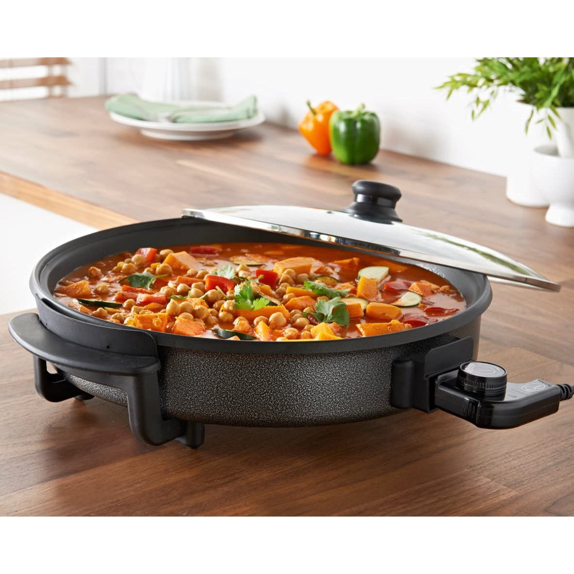 Quest 35410 30cm Multi-Function Electric Cooker Pan with Lid, 1500 W, Aluminium