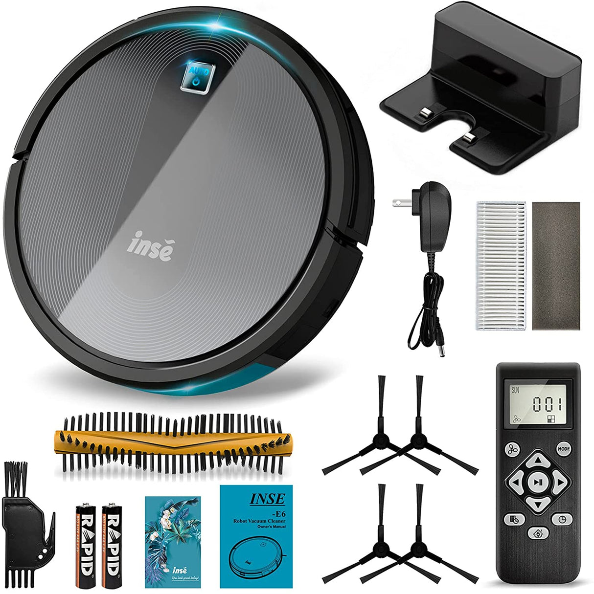 INSE Robot Vacuum Cleaner, 2000Pa Strong Suction, 2.7in Thin, Anti-Drop, 120 Mins Runtime, Self-Charging