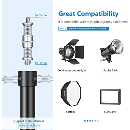 Neewer 49" Triangle Wall Mounting Boom Arm for Studio Lights