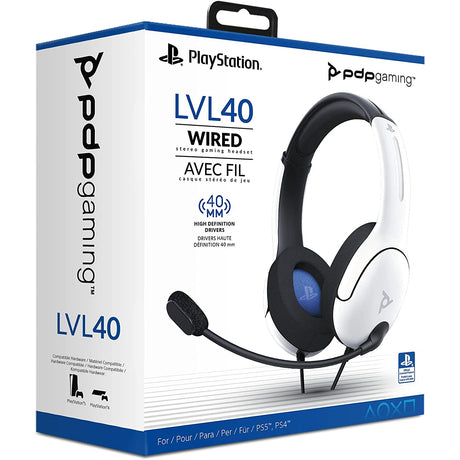 PDP LVL40 Wired Stereo Gaming Headset for PlayStation - White/Black - Refurbished Pristine