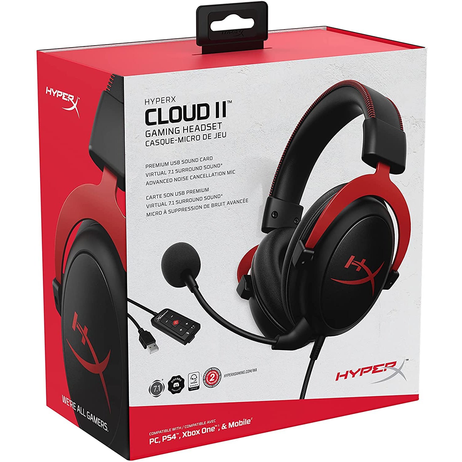 HyperX Cloud II 7.1 Virtual Surround Sound Gaming Headset- Red
