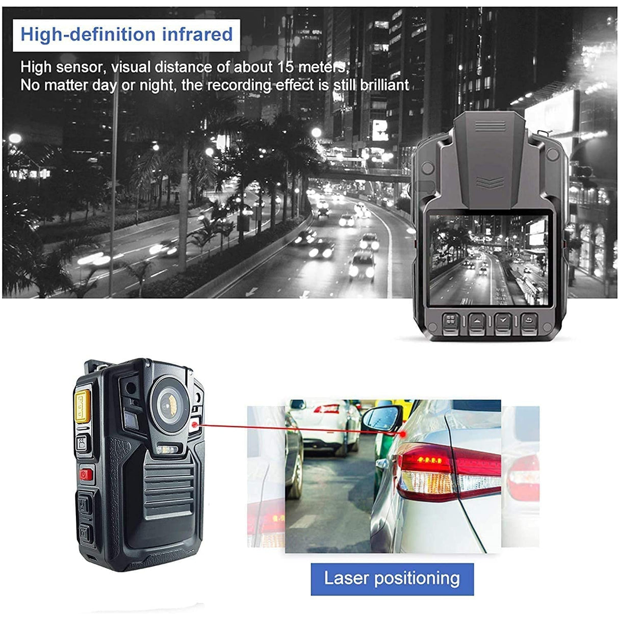 Body Worn Camera with Audio,1296P UHD, Waterproof, 2 Inch Display, Two Replaceable Batteries, Night Vision, Shockproof, CAMMHD