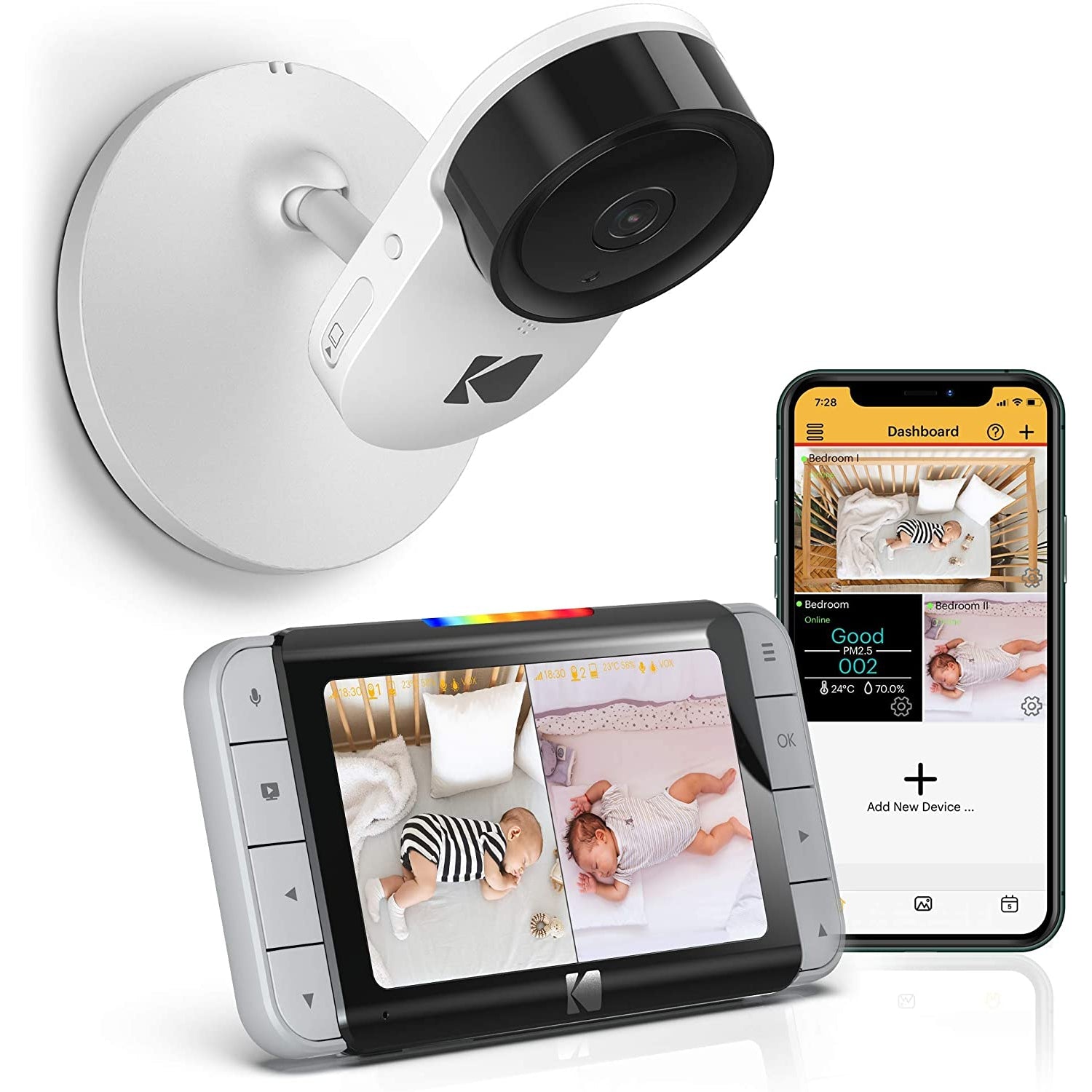 Kodak Cherish C520 Smart Baby Monitor, White