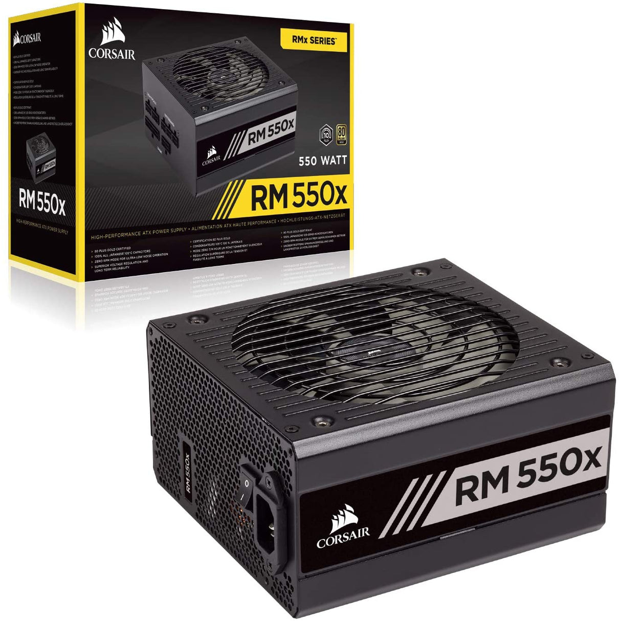Corsair RM550x 80 PLUS Gold 550 W Fully Modular ATX Power Supply - Black
