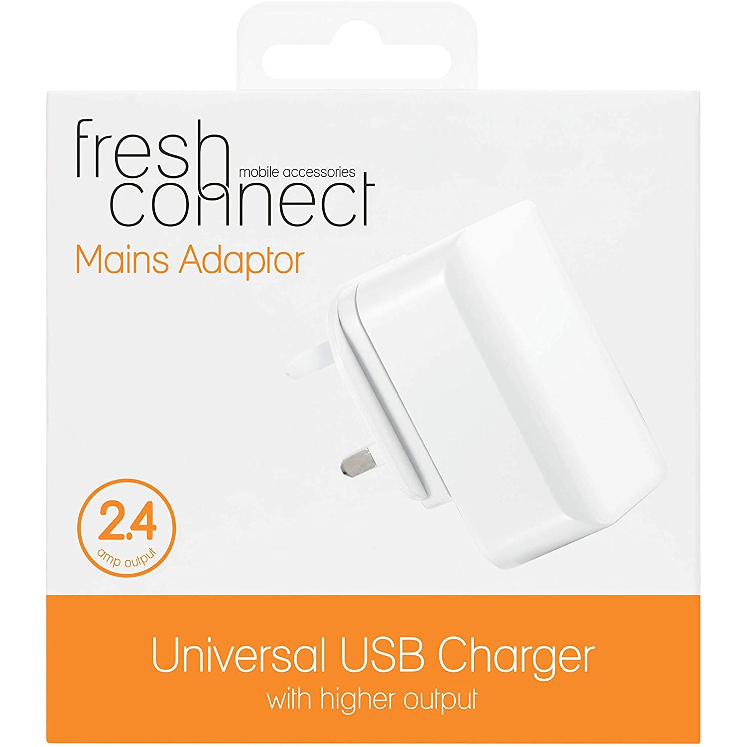 Fresh Connect Universal USB Charger Mains Plug 2.4 Amp - White