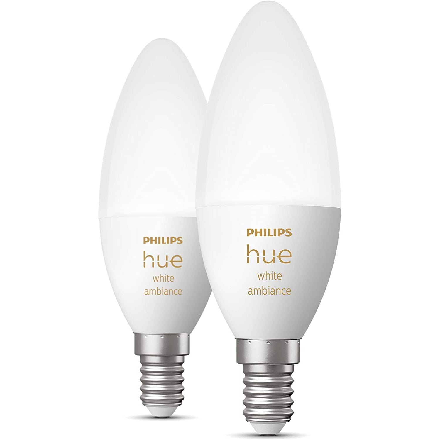 Philips Hue White Ambiance Wireless Lighting LED Light Bulb, 6W B39 E14 Small Edison Screw Bulb, Pack of 2