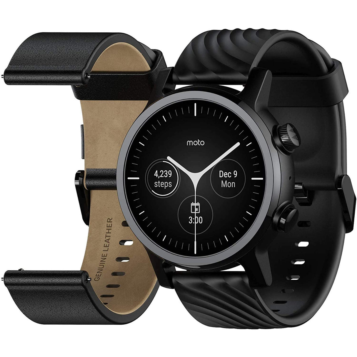 Motorola Moto 360 3rd Gen Smartwatch - Stainless Steel Case With 20mm Bands, All-day Battery, & WearOs, One Size, M360FS19-PB