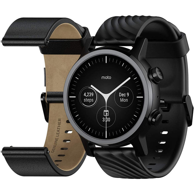 Motorola Moto 360 3rd Gen Smartwatch - Stainless Steel Case With 20mm Bands, All-day Battery, & WearOs, One Size, M360FS19-PB