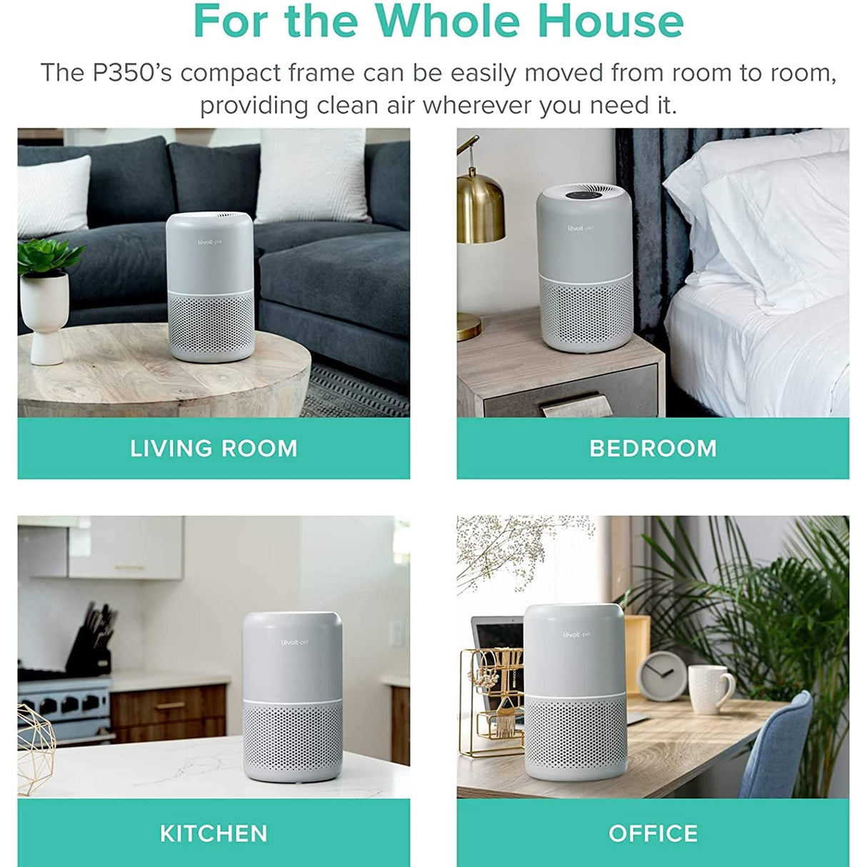 Levoit Air Purifiers for Home Allergies and Pet Hair, H13 True HEPA Air Filter, Grey