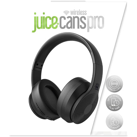 Juice Cans PRO, Active Noise Cancelling True Wireless On-Ear Headphones, Black