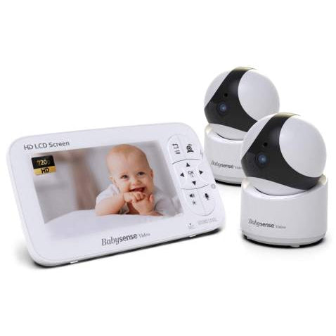 Babysense Baby Monitor - 720P 5” HD Display, Video Baby Monitor with Cameras and Audio, Two HD Cameras with Remote PTZ, 960ft Range And Two-Way Audio