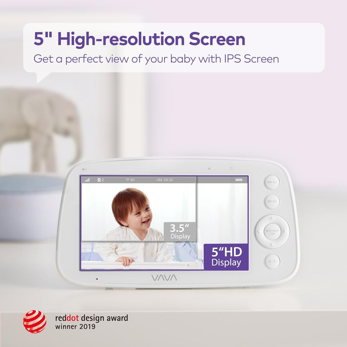 VAVA VA-IH006 5" Video Baby Monitor - White